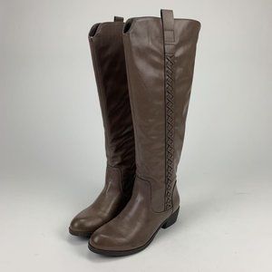 Mia Womens Riding Boots Brown Zipper Almond 6.5